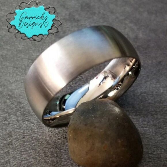 Women's Silver Promise Ring Band - Dome Brushed Steel Promise Ring For Women - Picture 8 of 10